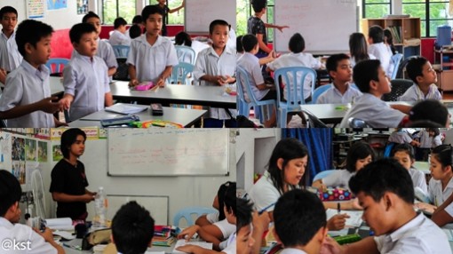 Mon children at a makeshift school in Kuala Lumpur