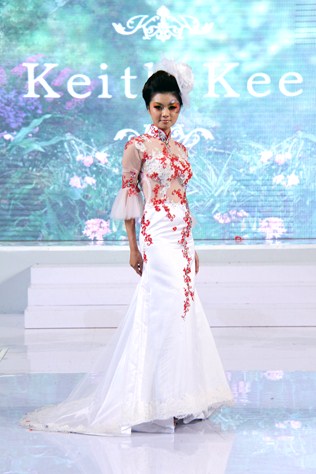 Garden Fairy Bride makeup show, wearing Keith Kee Couture