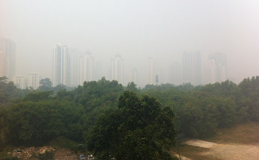 View of Mont Kiara and surroundings from Dutamas/Segambut. (12:00 pm). Photo by R Vijay Kumar