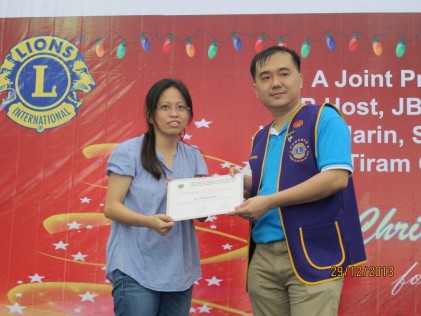 A certificate of appreciation to all who helped make the function successful 