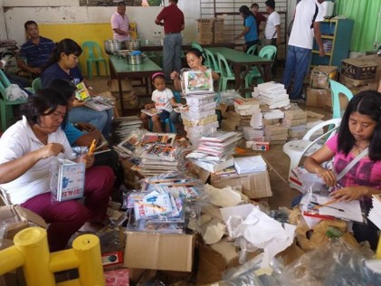 Volunteers helping to get the school up and running 