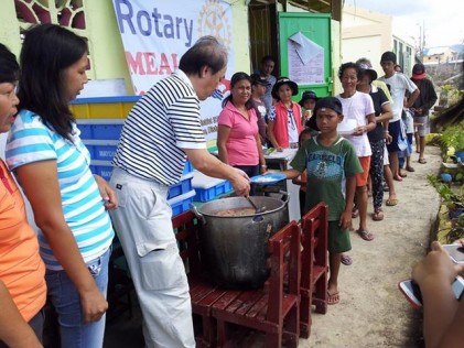 Residents queuing up for the soup 
