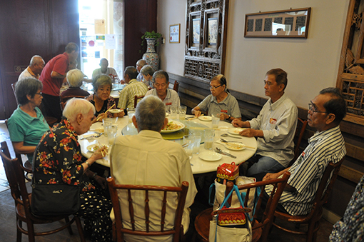 The senior citizens of Sungai Way Old Folks Home having a hearty lunch at Ah Tuan Ee, a Nyonya-style restaurant.